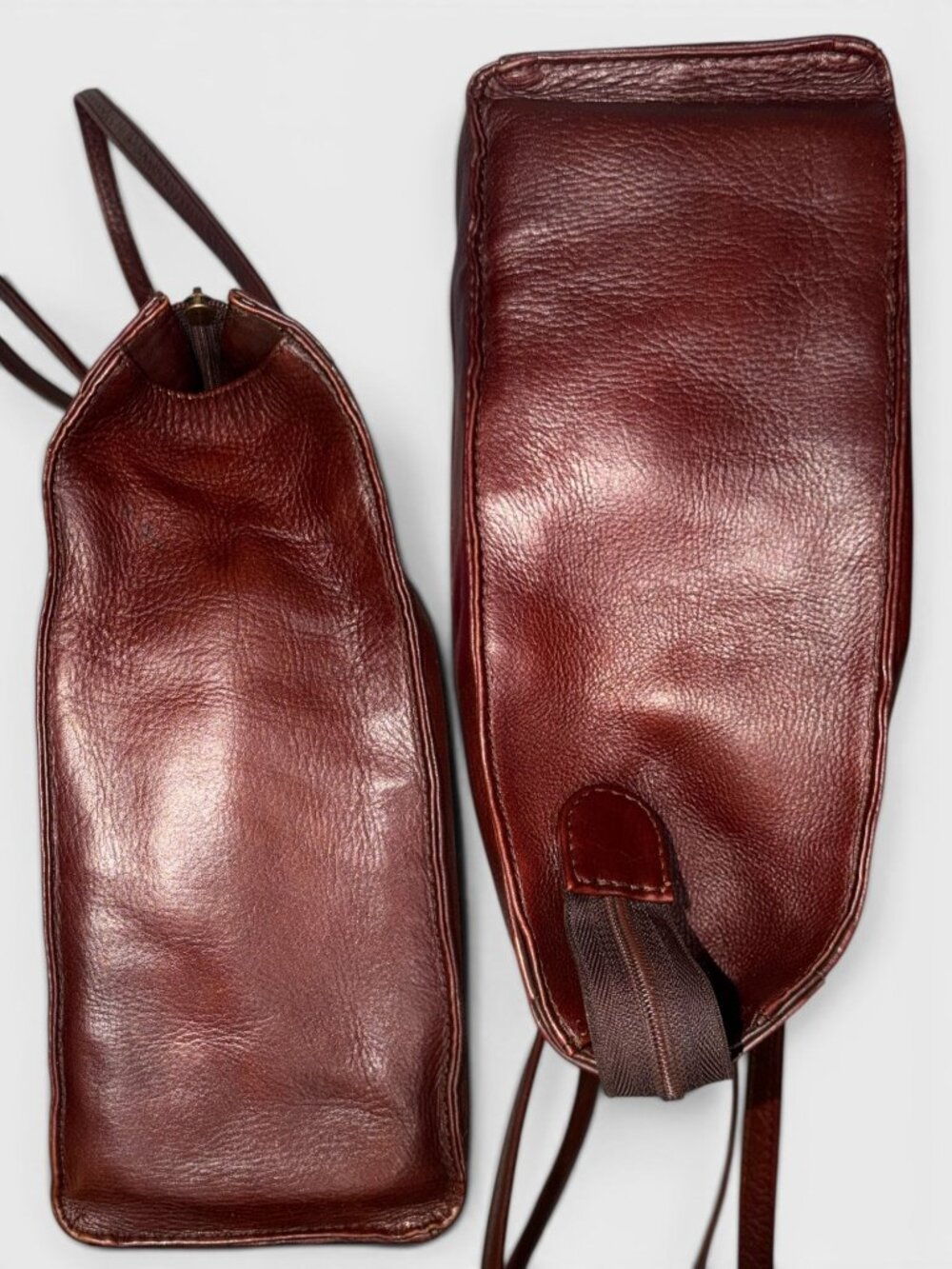 VTG NAOT Tote Burgundy Brown Oiled Leather Shoulder Bag 90s Israel Y2K Laptop - Picture 8 of 10